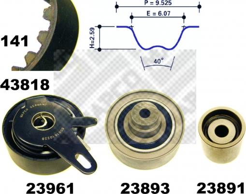 Mapco 23818 - Kit cinghie dentate autozon.pro