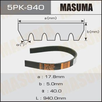 MASUMA 5PK-940 - Cinghia Poly-V autozon.pro