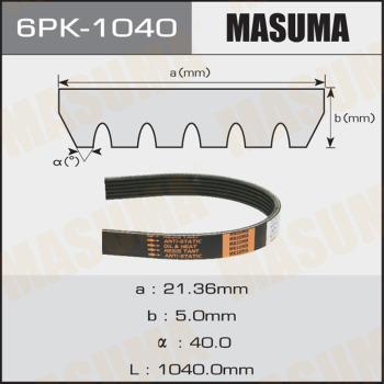 MASUMA 6PK1040 - Cinghia Poly-V autozon.pro