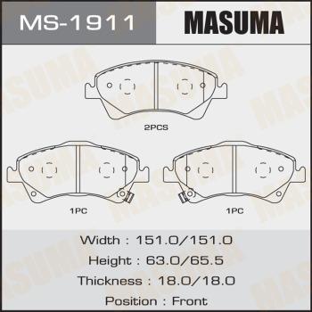 MASUMA MS-1911 - Kit ganasce freno autozon.pro