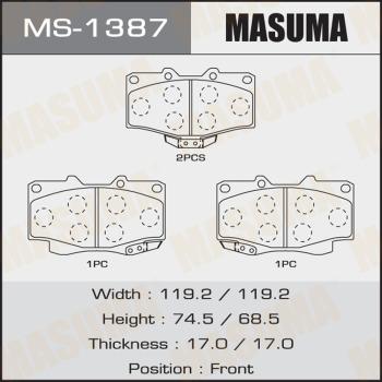 MASUMA MS-1387 - Kit ganasce freno autozon.pro