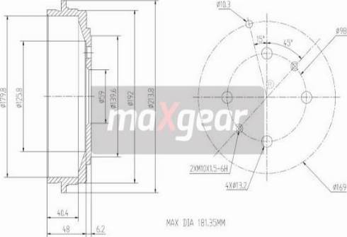 Maxgear 19-1061 - Tamburo freno autozon.pro