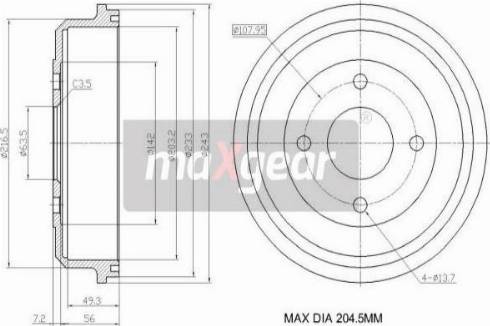 Maxgear 19-1036 - Tamburo freno autozon.pro