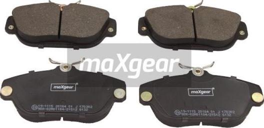 Maxgear 19-1115 - Kit pastiglie freno, Freno a disco autozon.pro