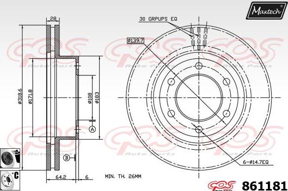 Maxtech 6254000 - Pinza freno autozon.pro