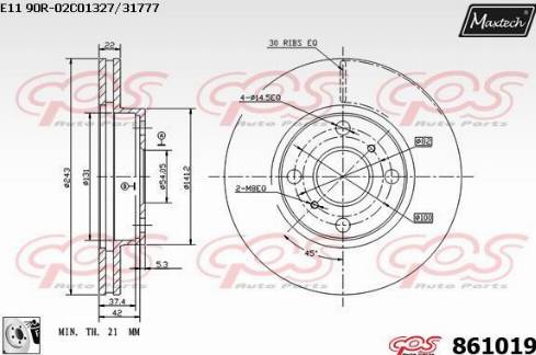 Maxtech 861019.0080 - Discofreno autozon.pro