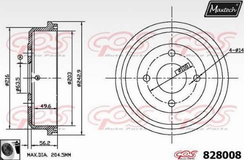 Maxtech 828008.0060 - Tamburo freno autozon.pro