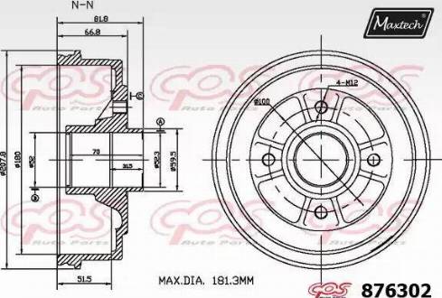 Maxtech 876302.0006 - Tamburo freno autozon.pro