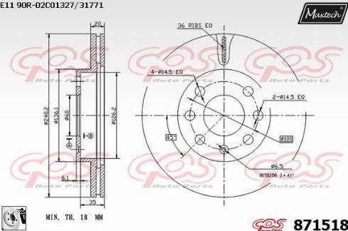 Maxtech 871518.0080 - Discofreno autozon.pro