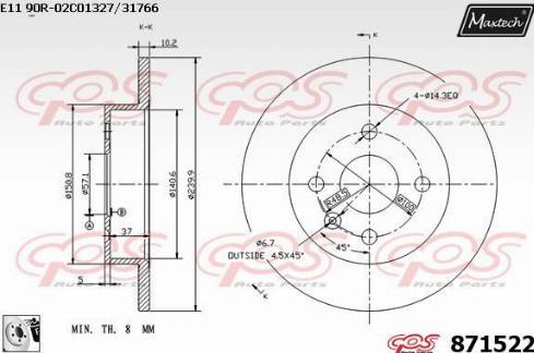 Maxtech 871522.0080 - Discofreno autozon.pro