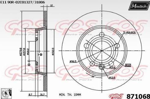 Maxtech 871068.0080 - Discofreno autozon.pro