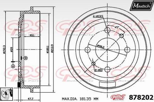 Maxtech 878202.0080 - Tamburo freno autozon.pro