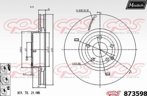 Maxtech 873598.6880 - Discofreno autozon.pro