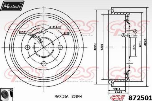 Maxtech 872501.0060 - Tamburo freno autozon.pro