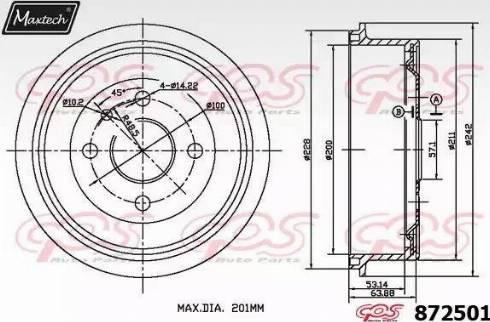 Maxtech 872501.0000 - Tamburo freno autozon.pro