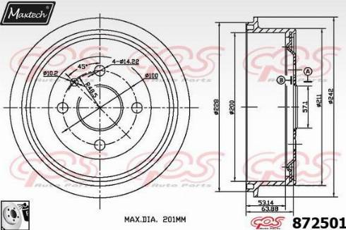 Maxtech 872501.0080 - Tamburo freno autozon.pro