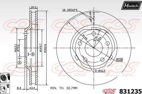 Maxtech 70180040 - Guarnizione, Pistoncino pinza freno autozon.pro