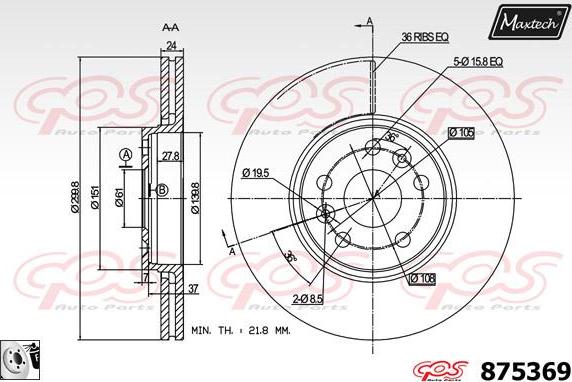 Maxtech 70180340 - Guarnizione, Pistoncino pinza freno autozon.pro