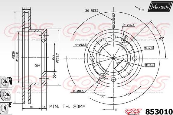 Maxtech 72954026 - Pistone, Pinza freno autozon.pro