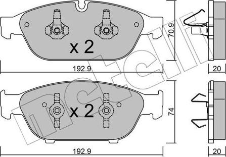 Metelli 22-0953-0 - Kit pastiglie freno, Freno a disco autozon.pro