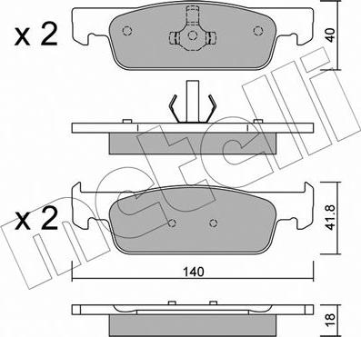 Metelli 22-0975-3 - Kit pastiglie freno, Freno a disco autozon.pro