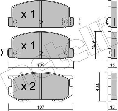 Metelli 22-0498-0 - Kit pastiglie freno, Freno a disco autozon.pro