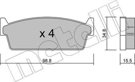 Metelli 22-0493-0 - Kit pastiglie freno, Freno a disco autozon.pro