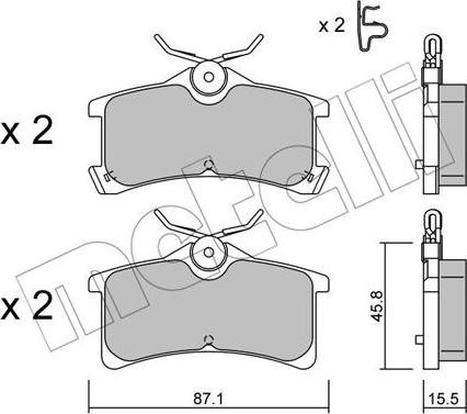 Metelli 22-0449-0 - Kit pastiglie freno, Freno a disco autozon.pro