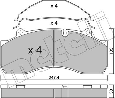 Metelli 22-0594-0 - Kit pastiglie freno, Freno a disco autozon.pro