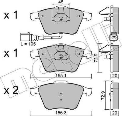 Metelli 22-0549-4 - Kit pastiglie freno, Freno a disco autozon.pro