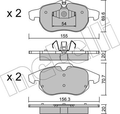 Metelli 22-0540-4 - Kit pastiglie freno, Freno a disco autozon.pro