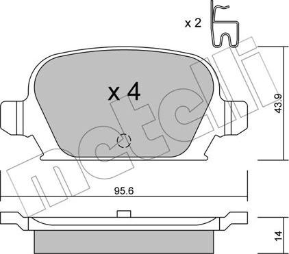 Metelli 22-0541-0 - Kit pastiglie freno, Freno a disco autozon.pro