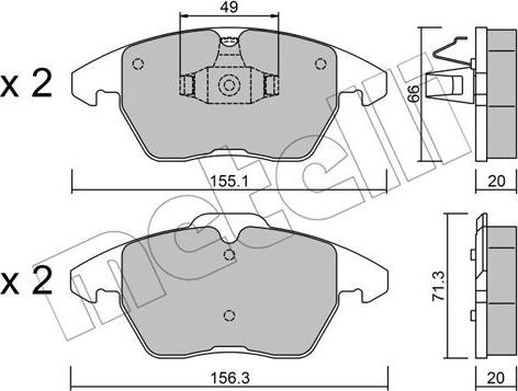 Metelli 22-0548-2 - Kit pastiglie freno, Freno a disco autozon.pro