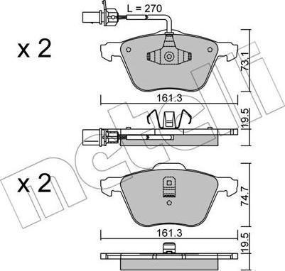 Metelli 22-0551-0 - Kit pastiglie freno, Freno a disco autozon.pro