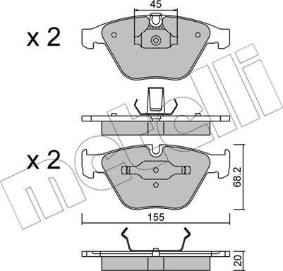 Metelli 22-0558-4 - Kit pastiglie freno, Freno a disco autozon.pro