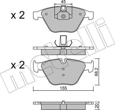 Metelli 22-0558-8 - Kit pastiglie freno, Freno a disco autozon.pro