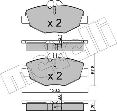 Metelli 22-0562-0 - Kit pastiglie freno, Freno a disco autozon.pro