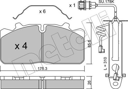 Metelli 22-0582-3K - Kit pastiglie freno, Freno a disco autozon.pro