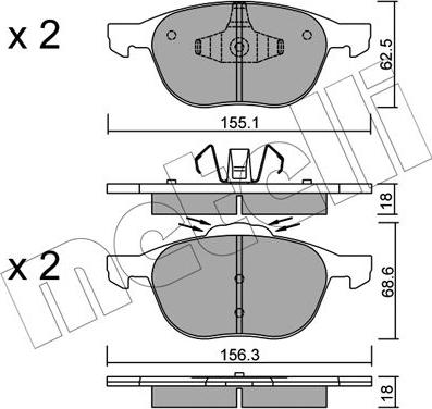 Metelli 22-0534-1 - Kit pastiglie freno, Freno a disco autozon.pro