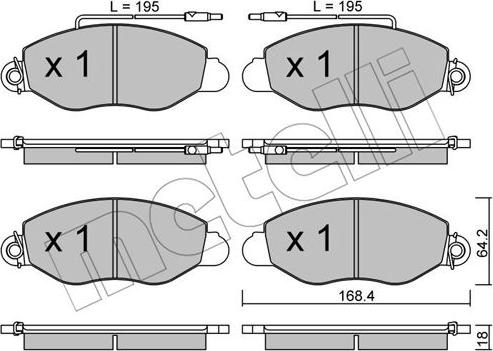 Metelli 22-0536-1 - Kit pastiglie freno, Freno a disco autozon.pro