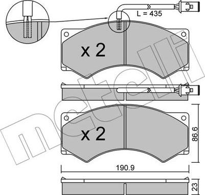 Metelli 22-0579-1 - Kit pastiglie freno, Freno a disco autozon.pro