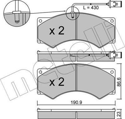 Metelli 22-0579-2 - Kit pastiglie freno, Freno a disco autozon.pro