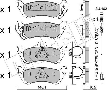 Metelli 22-0570-1K - Kit pastiglie freno, Freno a disco autozon.pro