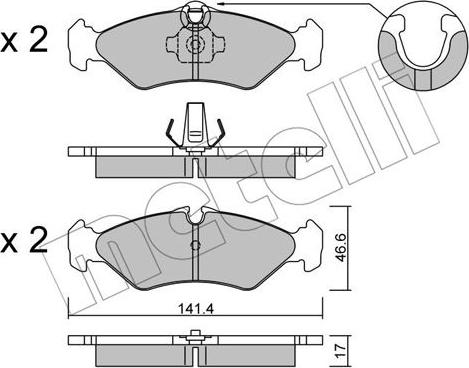 Metelli 22-0571-1 - Kit pastiglie freno, Freno a disco autozon.pro