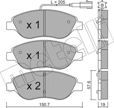 Metelli 22-0577-0 - Kit pastiglie freno, Freno a disco autozon.pro