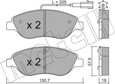 Metelli 22-0577-1 - Kit pastiglie freno, Freno a disco autozon.pro