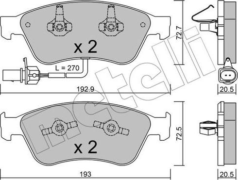 Metelli 22-0662-0 - Kit pastiglie freno, Freno a disco autozon.pro