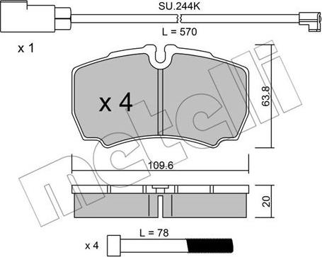 Metelli 22-0604-2K - Kit pastiglie freno, Freno a disco autozon.pro