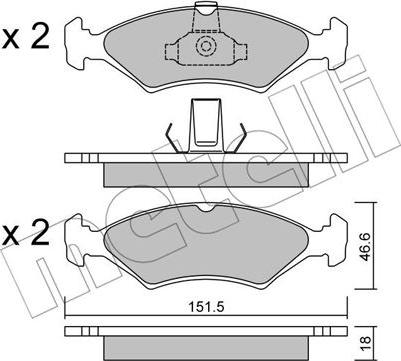 Metelli 22-0093-0 - Kit pastiglie freno, Freno a disco autozon.pro