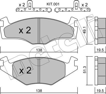 Metelli 22-0045-1K - Kit pastiglie freno, Freno a disco autozon.pro